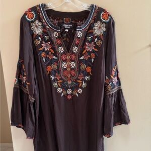 Johnny Was Silk Embroidered Floral Tunic Dress NWOT